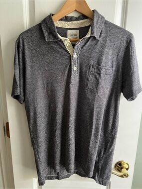 Billy Reid Pensacola Micro Stripe Polo Shirt Navy Mens Size Medium